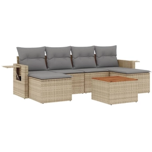 vidaXL Salon de jardin avec coussins 7pcs mélange beige résine tressée pas cher