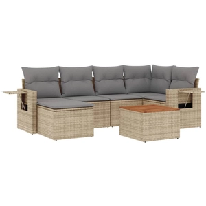 vidaXL Salon de jardin avec coussins 7pcs mélange beige résine tressée pas cher