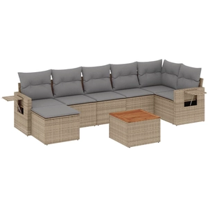 vidaXL Salon de jardin avec coussins 8pcs mélange beige résine tressée pas cher