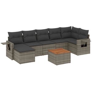 vidaXL Salon de jardin 8 pcs avec coussins gris résine tressée pas cher