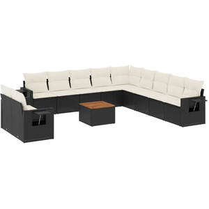 vidaXL Salon de jardin 12 pcs avec coussins noir résine tressée pas cher