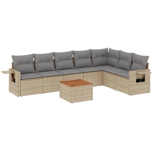 vidaXL Salon de jardin avec coussins 8pcs mélange beige résine tressée pas cher