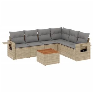 vidaXL Salon de jardin avec coussins 7pcs mélange beige résine tressée pas cher