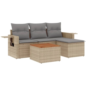 vidaXL Salon de jardin avec coussins 5pcs mélange beige résine tressée pas cher