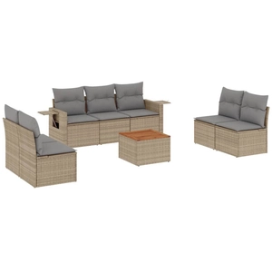 vidaXL Salon de jardin avec coussins 8pcs mélange beige résine tressée pas cher