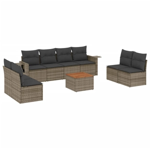 vidaXL Salon de jardin 9 pcs avec coussins gris résine tressée pas cher