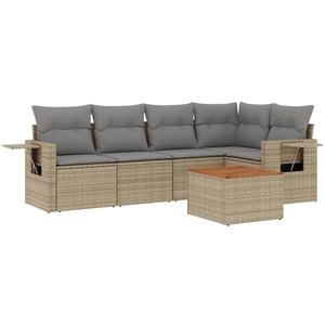 vidaXL Salon de jardin avec coussins 6pcs mélange beige résine tressée pas cher