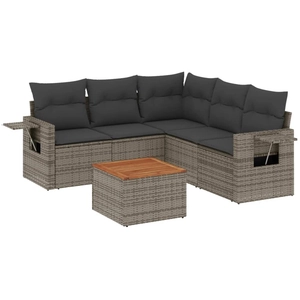 vidaXL Salon de jardin 6 pcs avec coussins gris résine tressée pas cher
