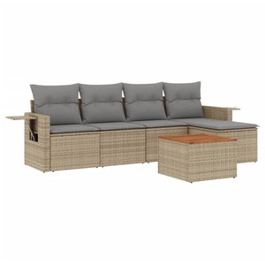vidaXL Salon de jardin avec coussins 6pcs mélange beige résine tressée pas cher