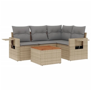 vidaXL Salon de jardin avec coussins 5pcs mélange beige résine tressée pas cher