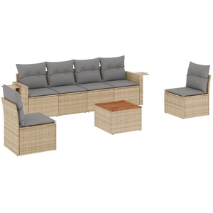 vidaXL Salon de jardin avec coussins 7pcs mélange beige résine tressée pas cher