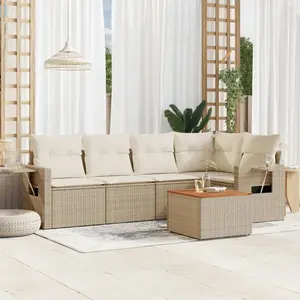vidaXL Salon de jardin avec coussins 6 pcs beige résine tressée pas cher