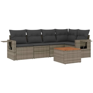 vidaXL Salon de jardin 6 pcs avec coussins gris résine tressée pas cher