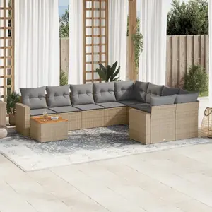 vidaXL Salon de jardin et coussins 10 pcs mélange beige résine tressée pas cher