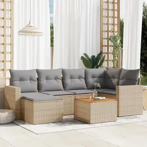 vidaXL Salon de jardin avec coussins 7pcs mélange beige résine tressée pas cher
