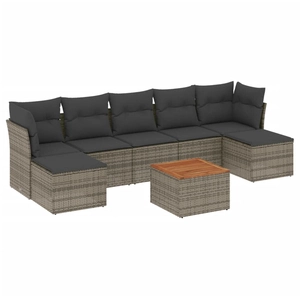vidaXL Salon de jardin 8 pcs avec coussins gris résine tressée pas cher