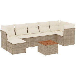 vidaXL Salon de jardin avec coussins 8 pcs beige résine tressée pas cher