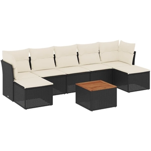 vidaXL Salon de jardin 8 pcs avec coussins noir résine tressée pas cher