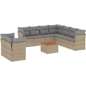 vidaXL Salon de jardin et coussins 11 pcs mélange beige résine tressée pas cher
