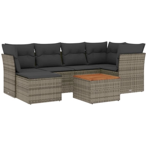 vidaXL Salon de jardin avec coussins 7 pcs gris résine tressée pas cher