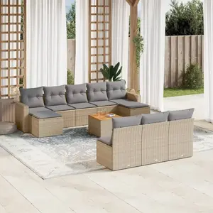 vidaXL Salon de jardin et coussins 11 pcs mélange beige résine tressée pas cher
