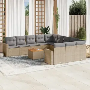 vidaXL Salon de jardin et coussins 12 pcs mélange beige résine tressée pas cher