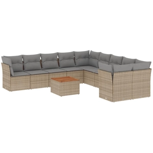 vidaXL Salon de jardin et coussins 11 pcs mélange beige résine tressée pas cher