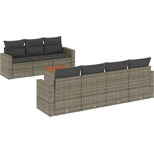 vidaXL Salon de jardin 8 pcs avec coussins gris résine tressée pas cher