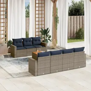 vidaXL Vidaxl Salon De Jardin 8 Pcs Avec Coussins Gris Résine Tressée pas cher
