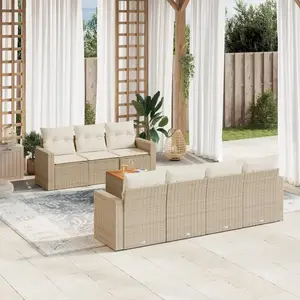 vidaXL Salon de jardin avec coussins 8 pcs beige résine tressée pas cher