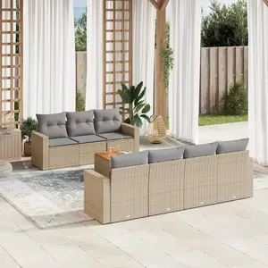 vidaXL Salon de jardin avec coussins 8pcs mélange beige résine tressée pas cher