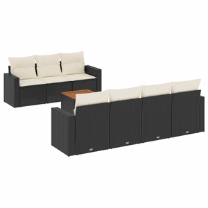 vidaXL Salon de jardin 8 pcs avec coussins noir résine tressée pas cher