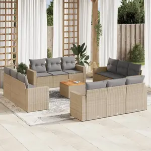 vidaXL Salon de jardin et coussins 13 pcs mélange beige résine tressée pas cher