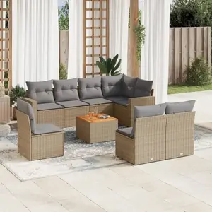 vidaXL Salon de jardin avec coussins 9pcs mélange beige résine tressée pas cher