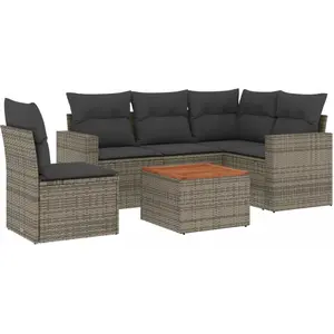 vidaXL Salon de jardin 6 pcs avec coussins gris résine tressée pas cher