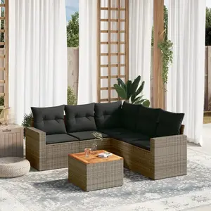 vidaXL Salon de jardin 6 pcs avec coussins gris résine tressée pas cher