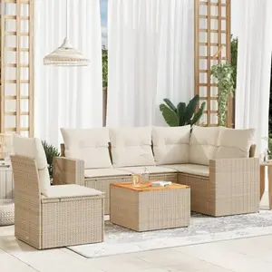 vidaXL Salon de jardin avec coussins 6 pcs beige résine tressée pas cher