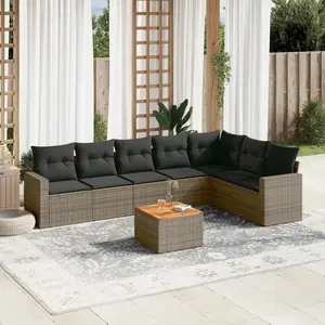 vidaXL Salon de jardin 8 pcs avec coussins gris résine tressée pas cher