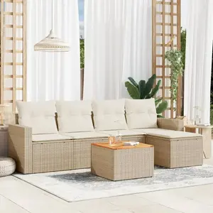 vidaXL Salon de jardin avec coussins 6 pcs beige résine tressée pas cher
