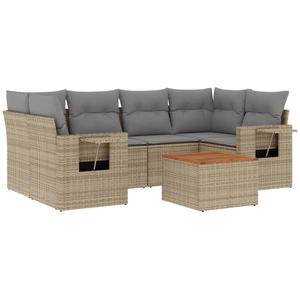 vidaXL Salon de jardin avec coussins 7pcs mélange beige résine tressée pas cher