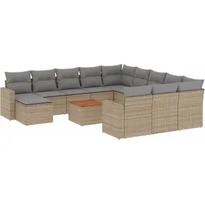 vidaXL Salon de jardin et coussins 13 pcs mélange beige résine tressée pas cher
