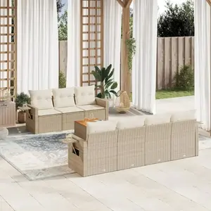 vidaXL Salon de jardin avec coussins 8 pcs beige résine tressée pas cher