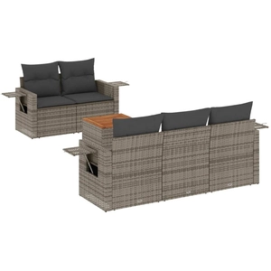 vidaXL Salon de jardin 6 pcs avec coussins gris résine tressée pas cher