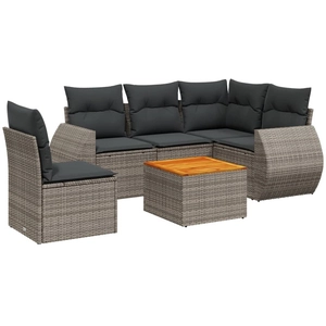 vidaXL Salon de jardin 6 pcs avec coussins gris résine tressée pas cher