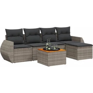 vidaXL Salon de jardin 6 pcs avec coussins gris résine tressée pas cher