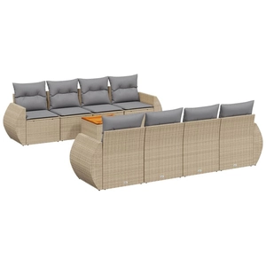 vidaXL Salon de jardin avec coussins 9 pcs beige résine tressée pas cher