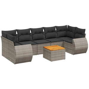 vidaXL Salon de jardin 8 pcs avec coussins gris résine tressée pas cher