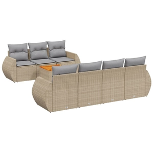vidaXL Salon de jardin avec coussins 8 pcs beige résine tressée pas cher