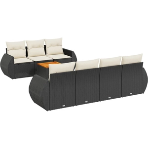 vidaXL Salon de jardin 8 pcs avec coussins noir résine tressée pas cher