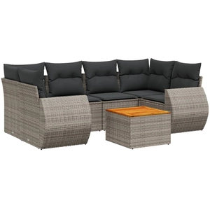 vidaXL Salon de jardin avec coussins 7 pcs gris résine tressée pas cher
